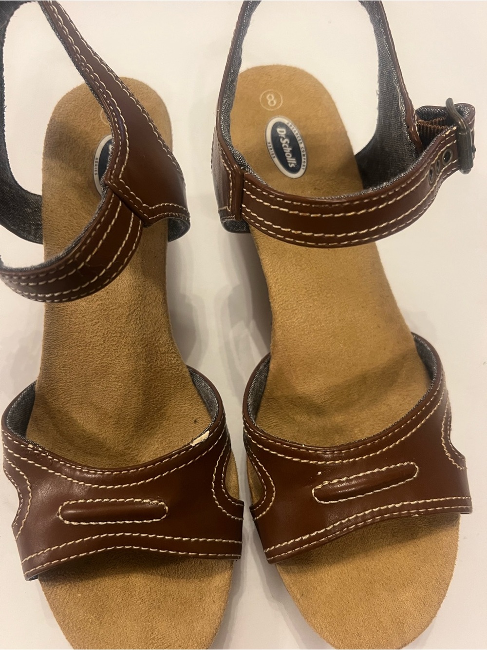 Dr. Scholl's Brown Leather Ankle-Strap Comfort Sandals